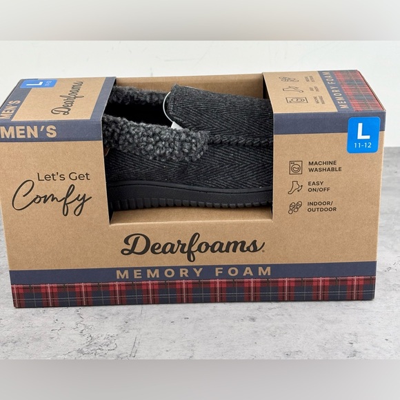 dearfoams Other - Dearfoams Slippers Men’s Size L Shoe Size 11-12 New In Box Black